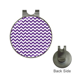 Purple And White Zigzag Pattern Hat Clip With Golf Ball Marker