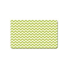 Spring Green And White Zigzag Pattern Magnet (name Card)