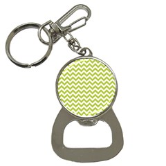 Spring Green And White Zigzag Pattern Bottle Opener Key Chain