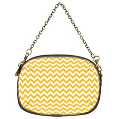 Sunny Yellow And White Zigzag Pattern Chain Purse (one Side)