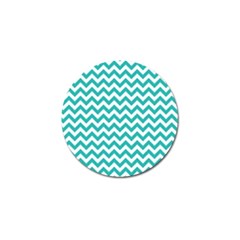 Turquoise And White Zigzag Pattern Golf Ball Marker by Zandiepants