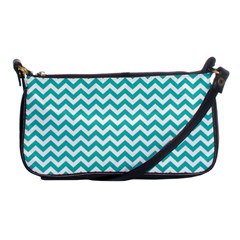 Turquoise And White Zigzag Pattern Evening Bag