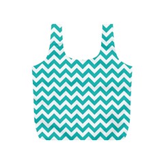 Turquoise And White Zigzag Pattern Reusable Bag (s) by Zandiepants