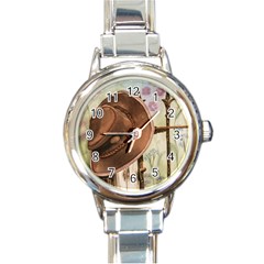 Hat On The Fence Round Italian Charm Watch