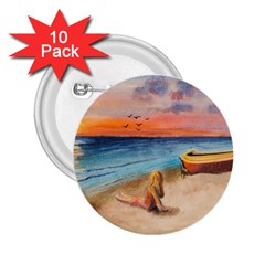 Alone On Sunset Beach 2 25  Button (10 Pack) by TonyaButcher