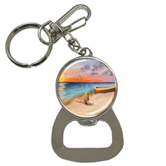 Alone On Sunset Beach Bottle Opener Key Chain