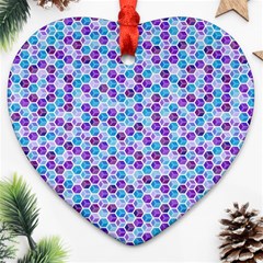 Purple Blue Cubes Heart Ornament