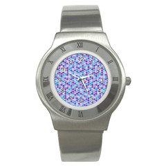 Purple Blue Cubes Stainless Steel Watch (slim)