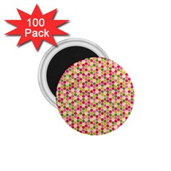 Pink Green Beehive Pattern 1 75  Button Magnet (100 Pack)