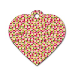 Pink Green Beehive Pattern Dog Tag Heart (one Sided)  by Zandiepants