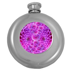 Purple Dahlias Hip Flask (round)