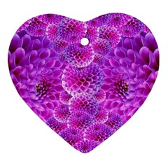 Purple Dahlias Heart Ornament (two Sides)