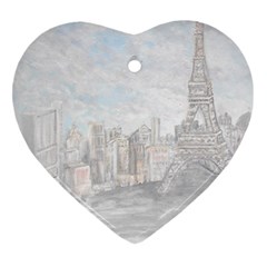 Eiffel Tower Paris Heart Ornament