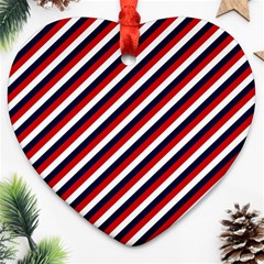 Diagonal Patriot Stripes Heart Ornament