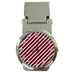 Diagonal Patriot Stripes Money Clip With Watch