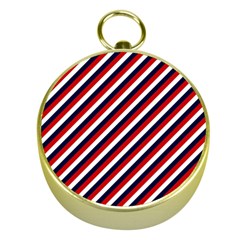 Diagonal Patriot Stripes Gold Compass