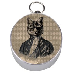 Harlequin Cat Silver Compass