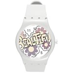 Beautiful Floral Art Plastic Sport Watch (Medium) Front