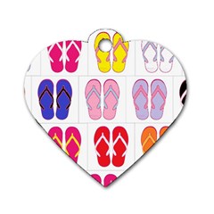 Flip Flop Collage Dog Tag Heart (one Sided) 