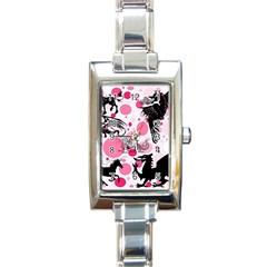 Fantasy In Pink Rectangular Italian Charm Watch