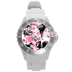 Fantasy In Pink Plastic Sport Watch (large)