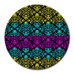 Cmyk Damask Flourish Pattern 8  Mouse Pad (round)