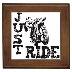 Black Just Ride Motorcycles Framed Tile