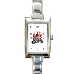 Red Text Let s Ride Motorcycle Rectangular Italian Charm Watch