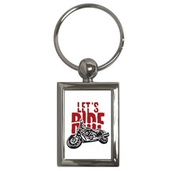 Red Text Let s Ride Motorcycle Key Chain (rectangle)