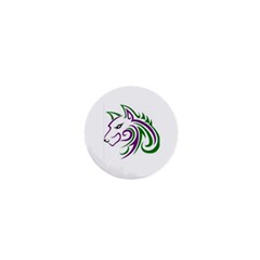 Purple And Green Wolf Head Outline Facing Left Side 1  Mini Button