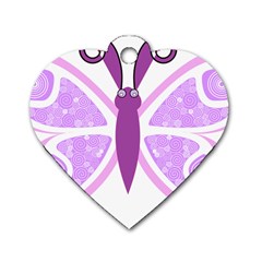 Whimsical Awareness Butterfly Dog Tag Heart (one Sided) 