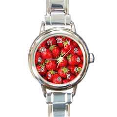 Strawberries Round Italian Charm Watch