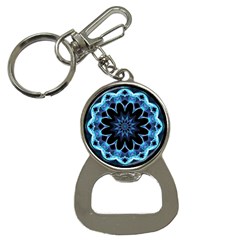 Crystal Star, Abstract Glowing Blue Mandala Bottle Opener Key Chain by DianeClancy