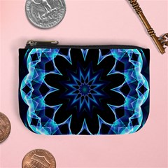 Crystal Star, Abstract Glowing Blue Mandala Coin Change Purse by DianeClancy