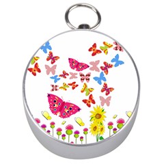 Butterfly Beauty Silver Compass