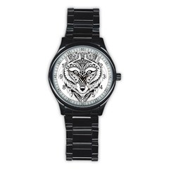 Ornate Foxy Wolf Sport Metal Watch (black) by Zandiepants