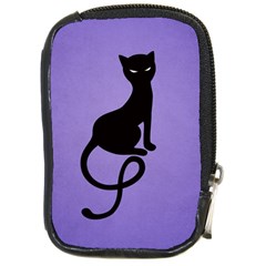 Purple Gracious Evil Black Cat Compact Camera Leather Case by CreaturesStore