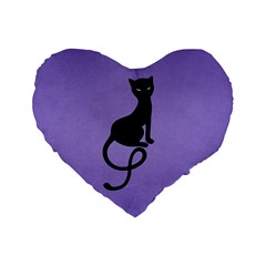 Purple Gracious Evil Black Cat 16  Premium Heart Shape Cushion 