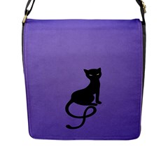 Purple Gracious Evil Black Cat Flap Closure Messenger Bag (large) by CreaturesStore