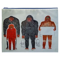 1 Neanderthal & 3 Big Foot,on White, Cosmetic Bag (xxxl) by creationtruth