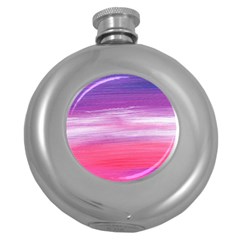 Abstract In Pink & Purple Hip Flask (round)