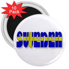 Flag Spells Sweden 3  Button Magnet (10 Pack)