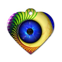 Eerie Psychedelic Eye Dog Tag Heart (one Sided) 