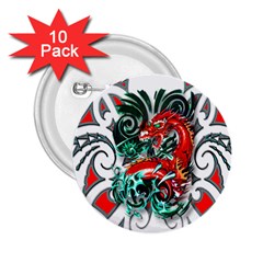 Tribal Dragon 2 25  Button (10 Pack)