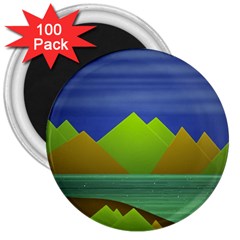 Landscape  Illustration 3  Button Magnet (100 Pack)