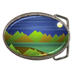 Landscape  Illustration Belt Buckle (oval)