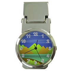 Landscape  Illustration Money Clip With Watch