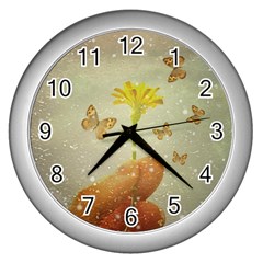 Butterflies Charmer Wall Clock (silver) by dflcprints