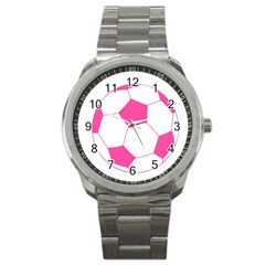 Soccer Ball Pink Sport Metal Watch by Designsbyalex