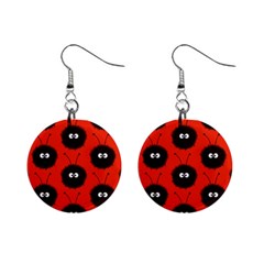 Red Cute Dazzled Bug Pattern Mini Button Earrings